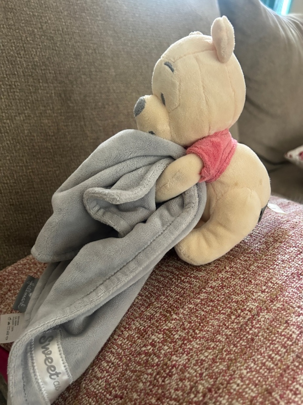 💚 Winnie the Pooh baby rattle security blanket